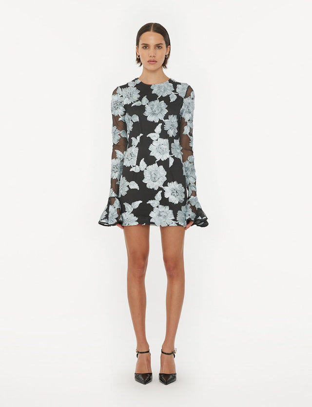 ROTATE - Flower Mesh Ls Mini Dress