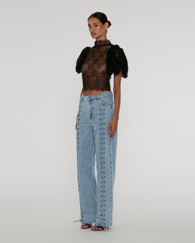 ROTATE - Denim Laced Leg Pants