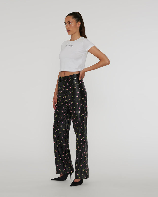 Rotate Sequin Twill Wide Pants - Black